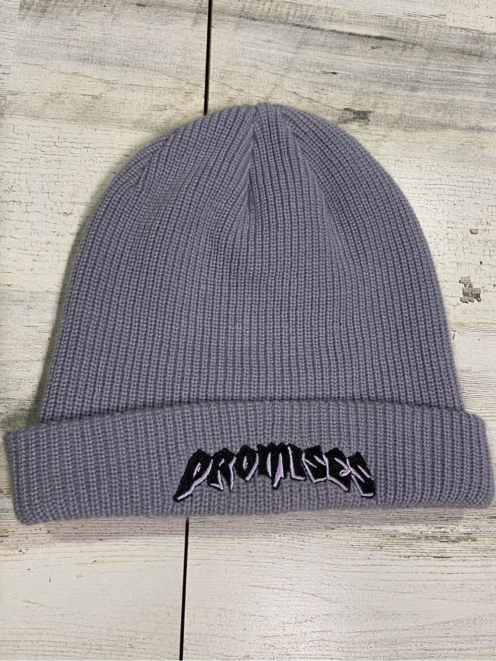 Broken Promises Call Waiting Purple Ribbed Knit Beanie